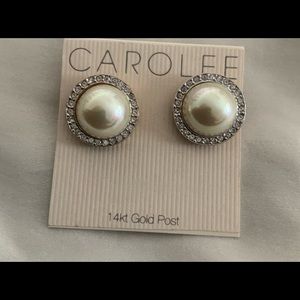 CAROLEE FAUX PEARL PIERCED EARRINGS